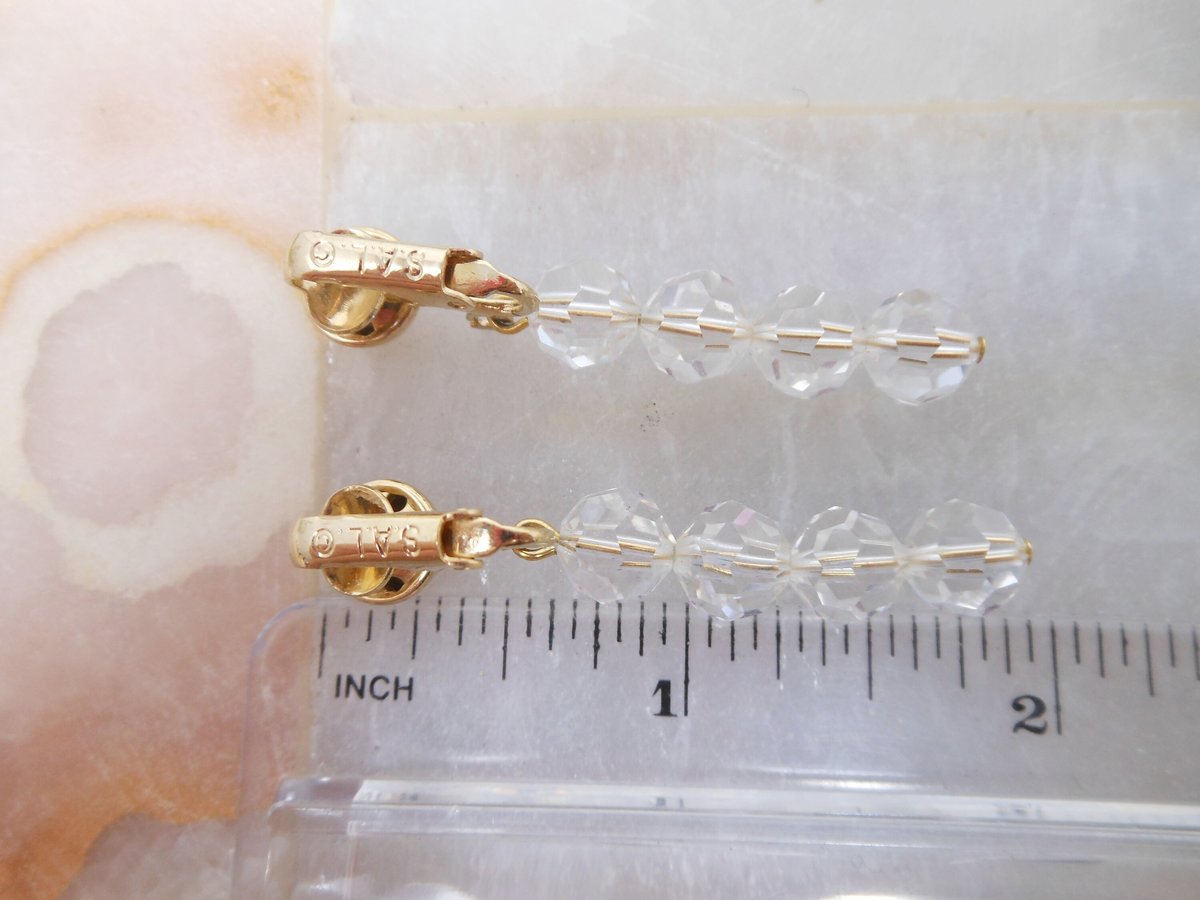 Vintage SWAROVSKI Crystal Earrings Dangle Drop Bead SAL Clip On Designer Jewelry Gift, VivianJoel.com