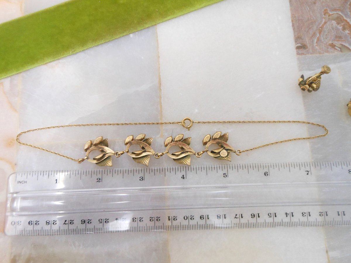 Vintage CURTIS CREATIONS Necklace Earrings Set Rhinestone Crystal Gold Fill GF Demi Parure Designer Mid Century Jewelry, VivianJoel.com