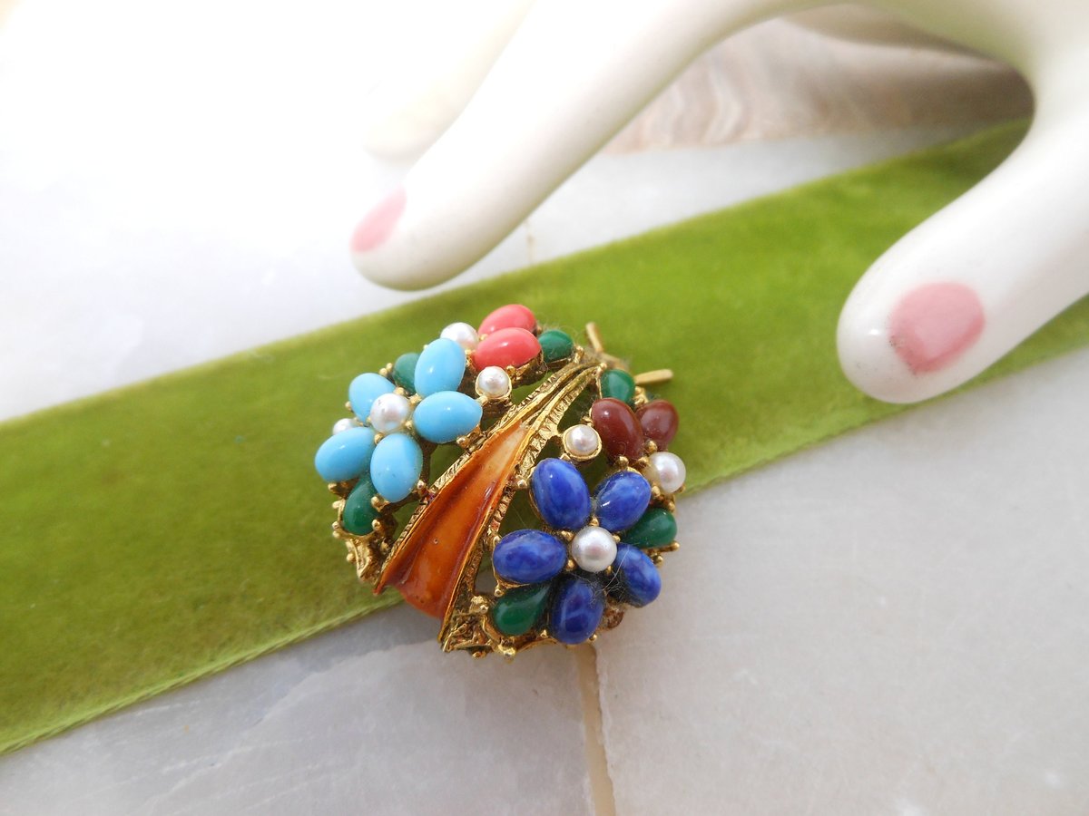 Vintage ART Designer Signed Bug Insect Victorian Revival Ornate Brooch Pin Mid Century Arthur Pepper Jewelry Gift, VivianJoel.com