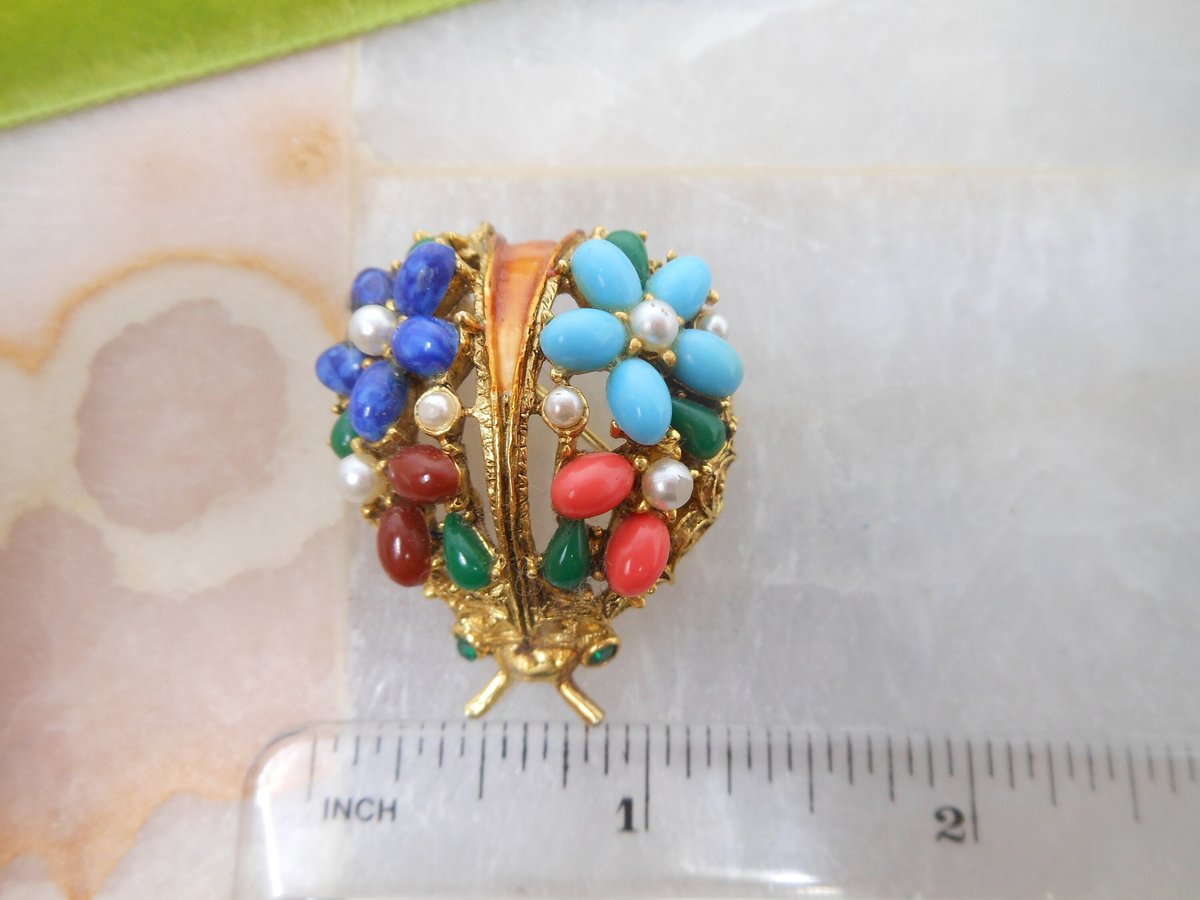Vintage ART Designer Signed Bug Insect Victorian Revival Ornate Brooch Pin Mid Century Arthur Pepper Jewelry Gift, VivianJoel.com