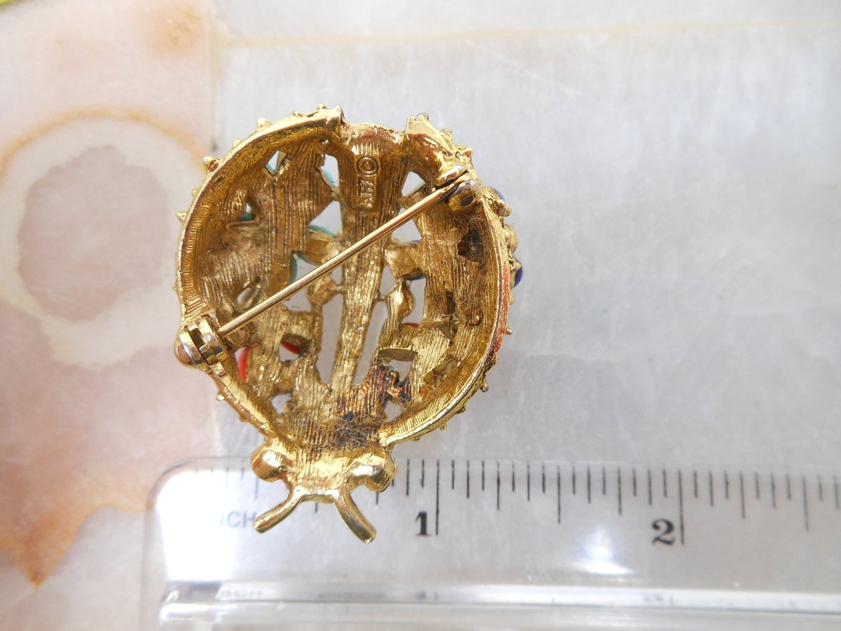 Vintage ART Designer Signed Bug Insect Victorian Revival Ornate Brooch Pin Mid Century Arthur Pepper Jewelry Gift, VivianJoel.com