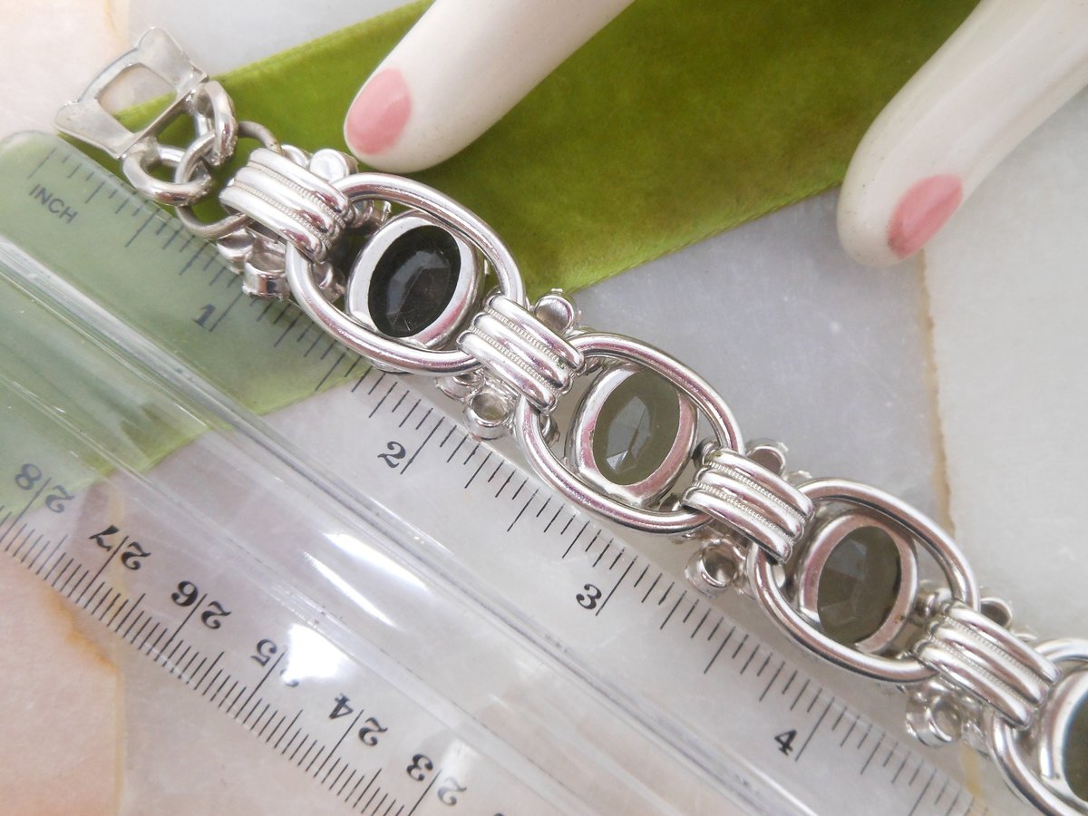 Vintage JULIANA Bracelet Rhinestone Crystal Smoky Gray Green Crystal Mid Century Designer Jewelry Mid Century,  VivianJoel.com