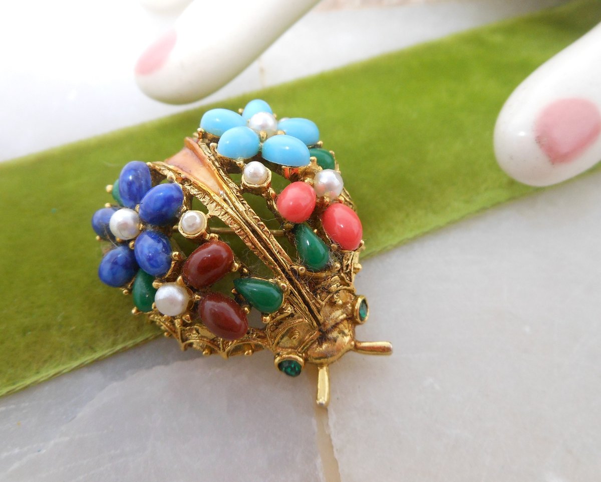 Vintage ART Designer Signed Bug Insect Victorian Revival Ornate Brooch Pin Mid Century Arthur Pepper Jewelry Gift, VivianJoel.com