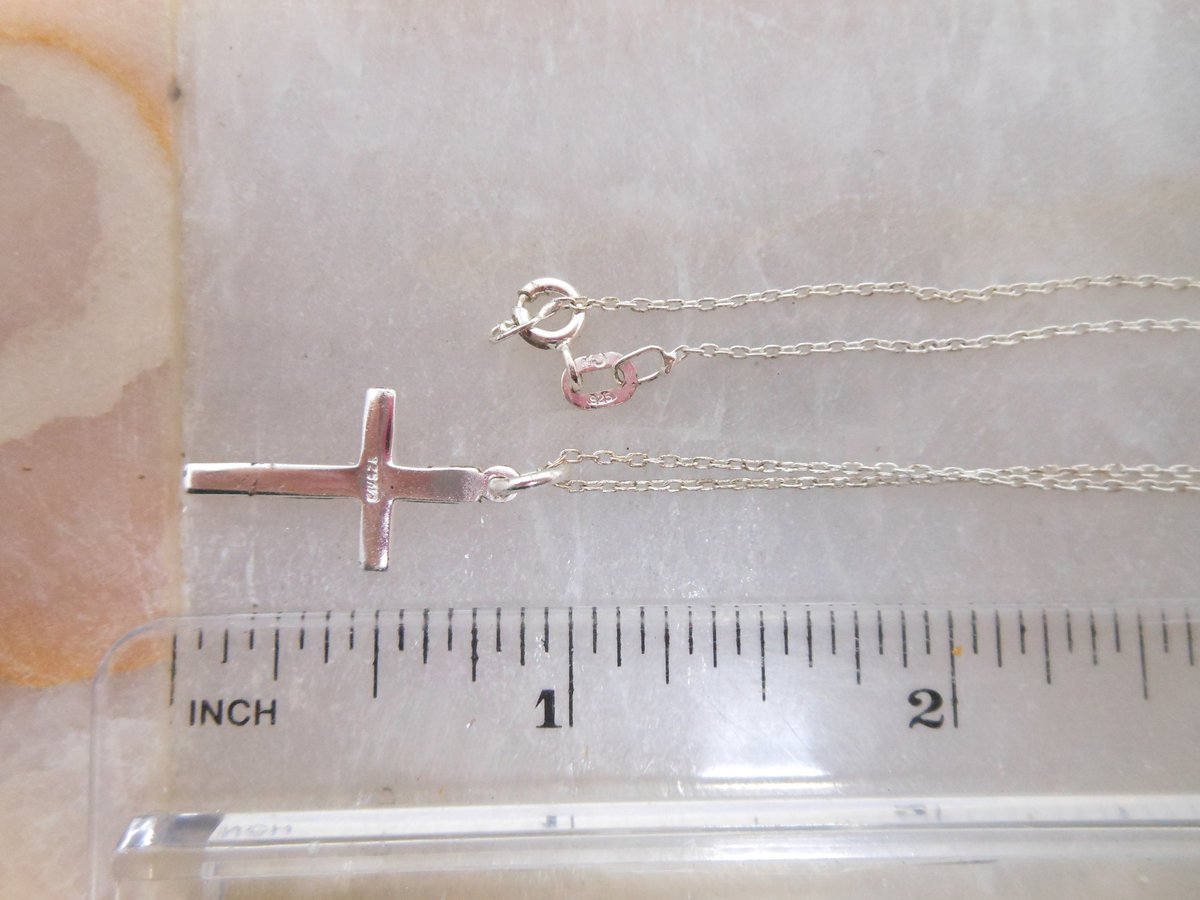 Vintage STERLING SILVER Cross Pendant Necklace Delicate Petite Minimalist Mid Century Jewelry Gift, VivianJoel.com