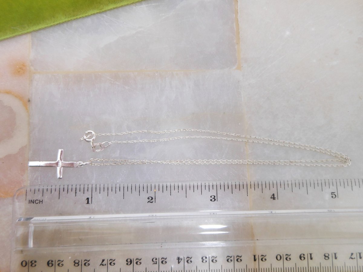 Vintage STERLING SILVER Cross Pendant Necklace Delicate Petite Minimalist Mid Century Jewelry Gift, VivianJoel.com