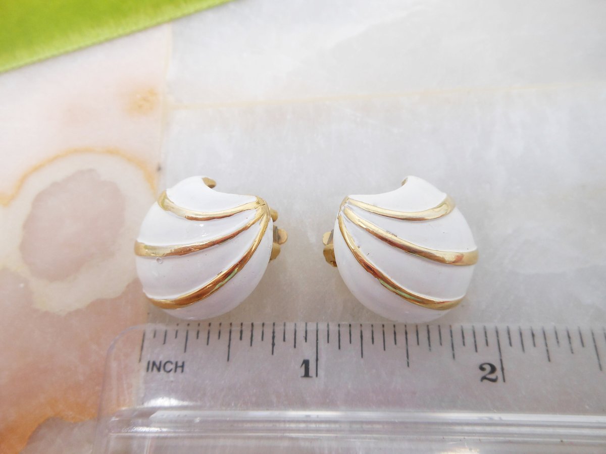 Vintage MARVELLA Pin Brooch Earrings Set Clip On White Enamel Classic Designer Mid Century Modernist Wedding Jewelry Gift, VivianJoel.com