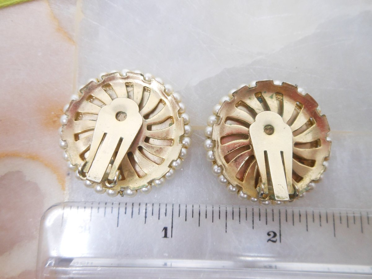 Vintage Mother of Pearl Bracelet Earring Set Charm Fob Ornate Victorian Regency Revival Bead Art Deco Jewelry Mid Century, VivianJoel.com