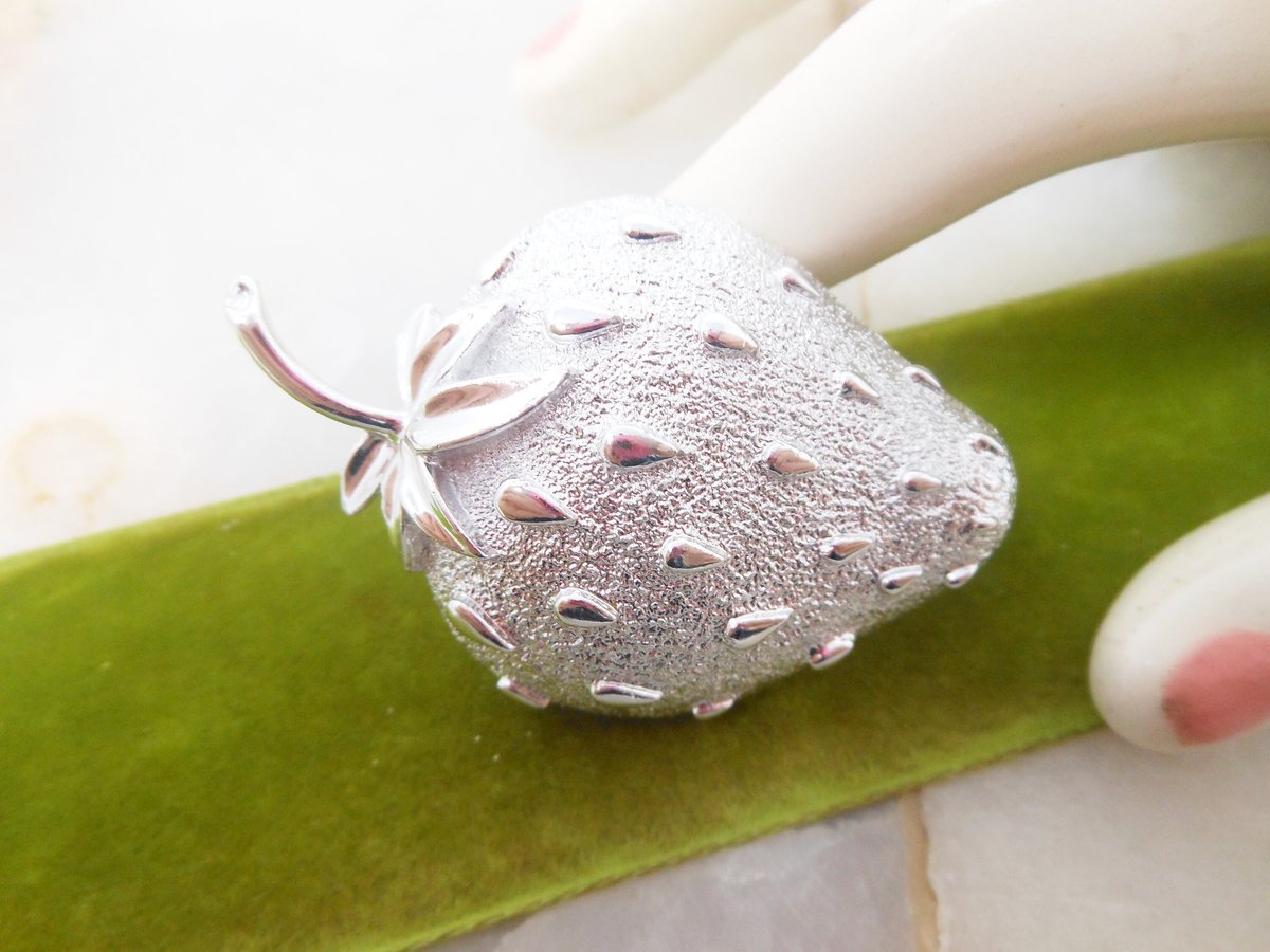 Vintage SARAH COVENTRY Fruit Brooch Designer Pin Strawberry Rockabilly Mid Century Jewelry Gift, VivianJoel.com