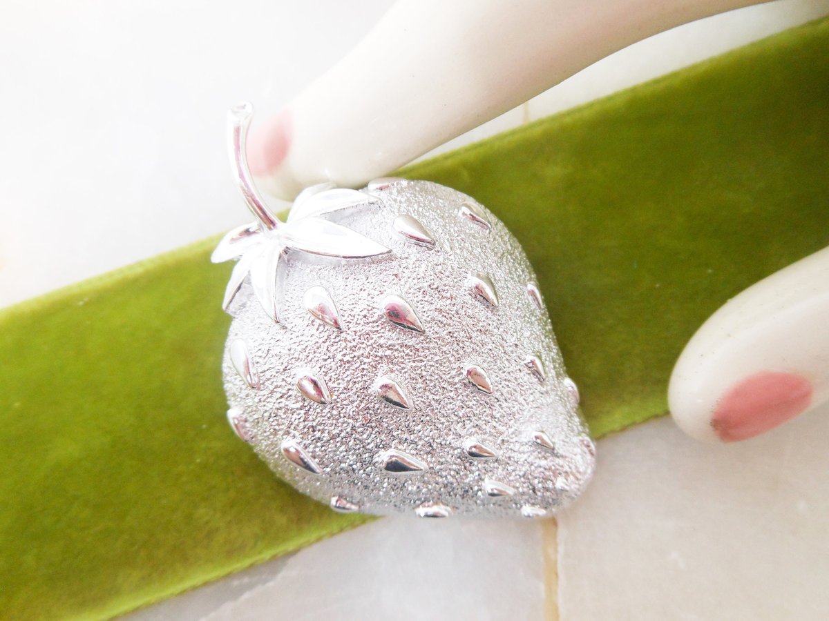 Vintage SARAH COVENTRY Fruit Brooch Designer Pin Strawberry Rockabilly Mid Century Jewelry Gift, VivianJoel.com