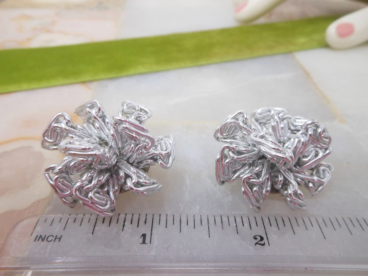 Vintage WEST GERMANY Earrings Huge Flower Modernist Clip On Designer Jewelry Mid Century Gift, VivianJoel.com