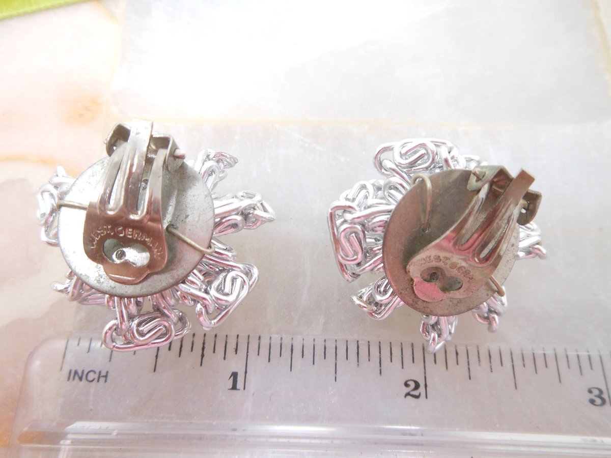 Vintage WEST GERMANY Earrings Huge Flower Modernist Clip On Designer Jewelry Mid Century Gift, VivianJoel.com