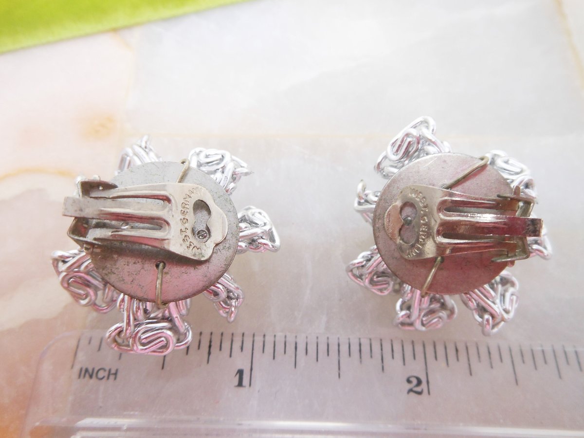 Vintage WEST GERMANY Earrings Huge Flower Modernist Clip On Designer Jewelry Mid Century Gift, VivianJoel.com