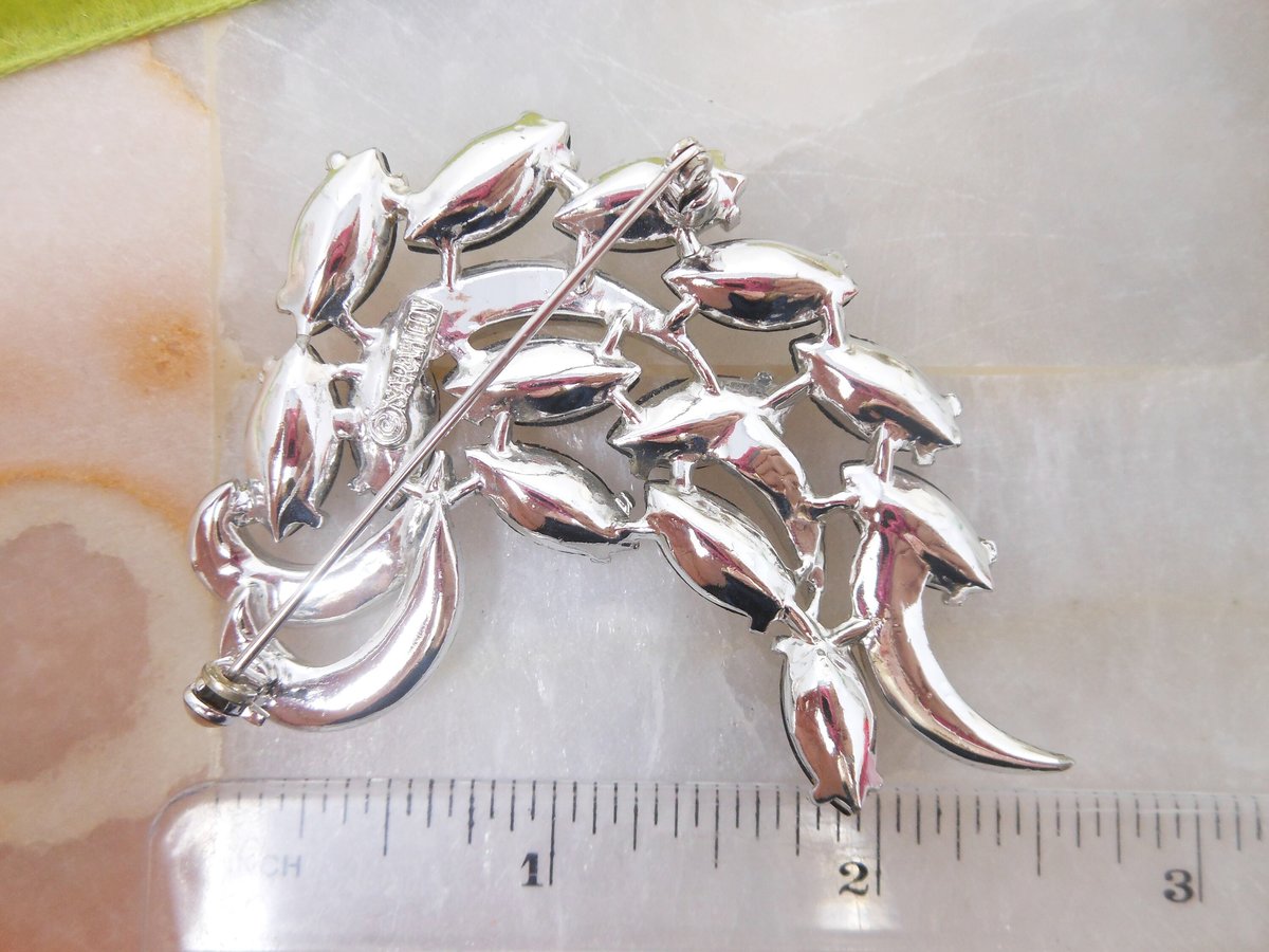 Vintage SARAH COVENTRY Brooch Black Rhinestone Designer Pin Vienna Flower Jewelry Mid Century, VivianJoel.com