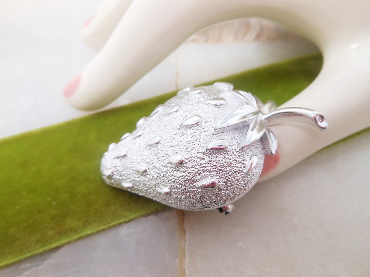 Vintage SARAH COVENTRY Fruit Brooch Designer Pin Strawberry Rockabilly Mid Century Jewelry Gift, VivianJoel.com