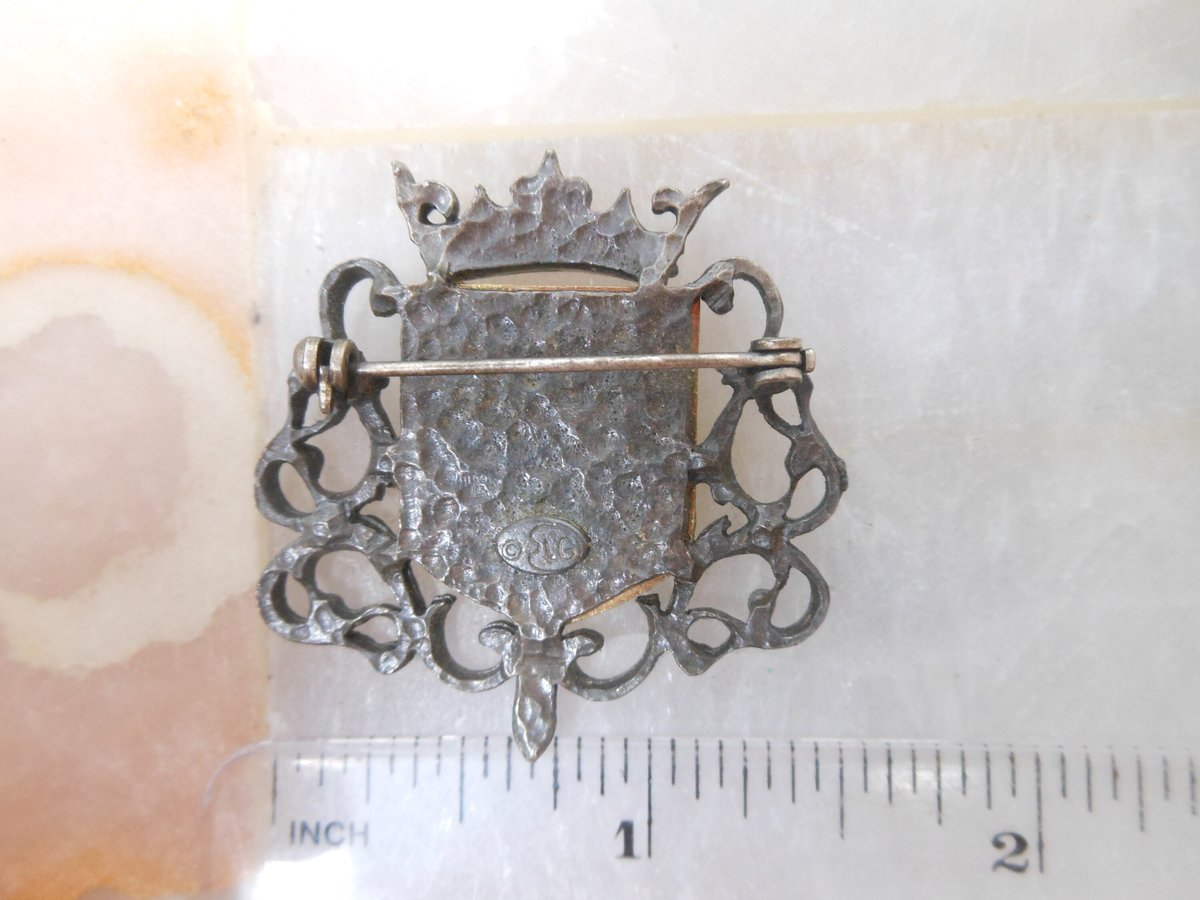 Vintage LIND GAL Heraldic Shield Coat of Arms Eagle Crown Designer LG Mid Century Jewelry Gift, VivianJoel.com