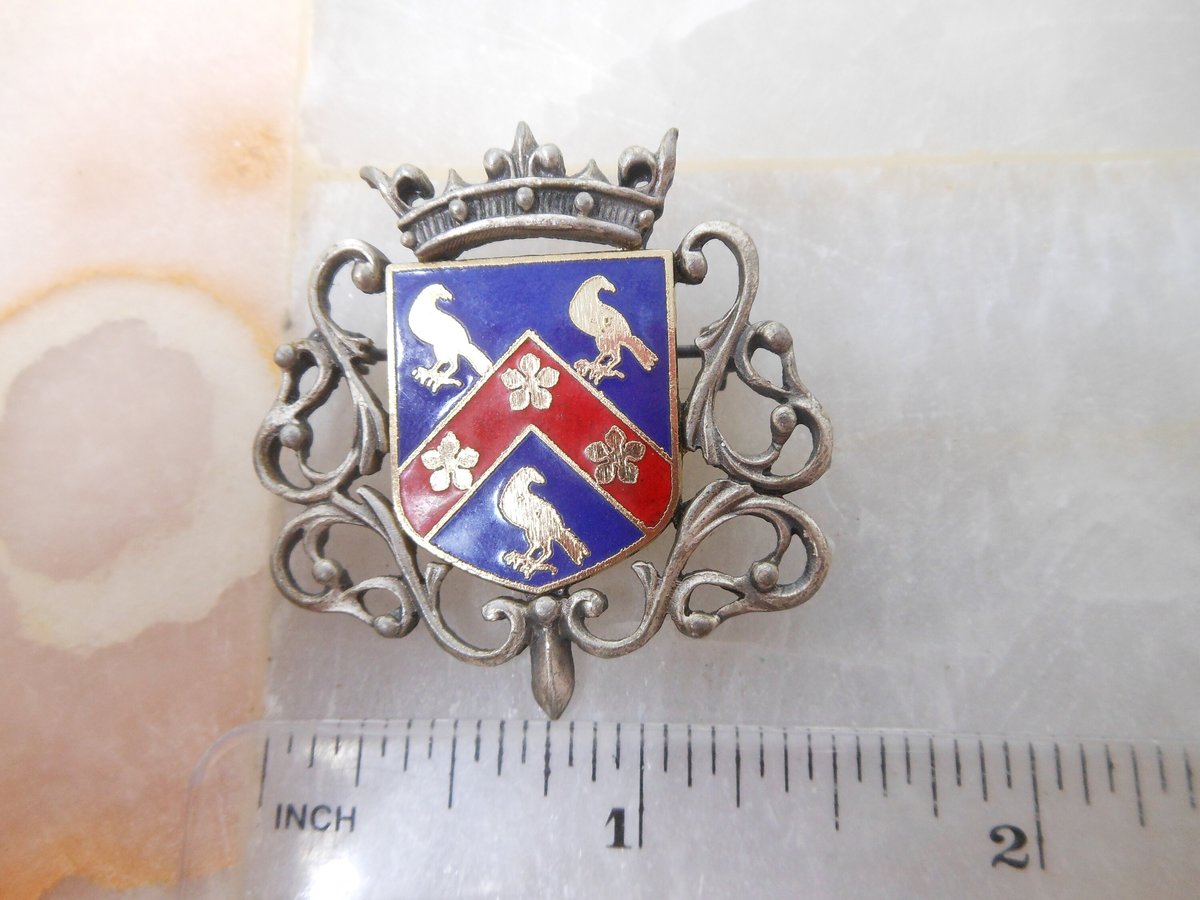 Vintage LIND GAL Heraldic Shield Coat of Arms Eagle Crown Designer LG Mid Century Jewelry Gift, VivianJoel.com