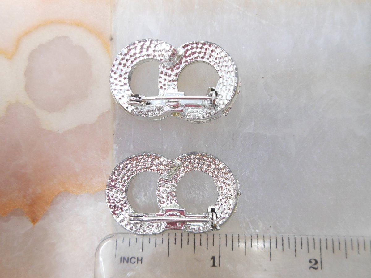 Vintage Scatter Pin Rhinestone Art Deco Brooch Petite Double Set Victorian Revival Mid Century Jewelry, VivianJoel.com