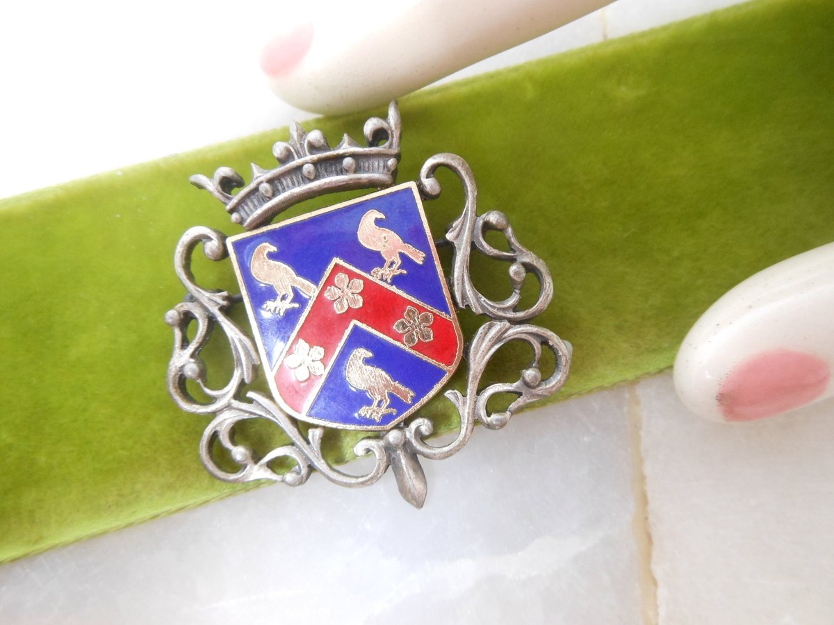 Vintage LIND GAL Heraldic Shield Coat of Arms Eagle Crown Designer LG Mid Century Jewelry Gift, VivianJoel.com