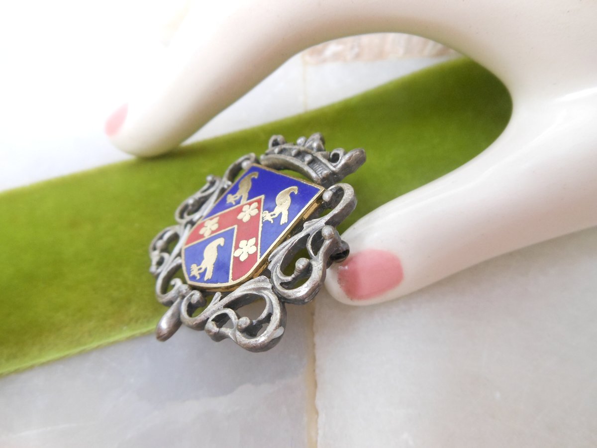 Vintage LIND GAL Heraldic Shield Coat of Arms Eagle Crown Designer LG Mid Century Jewelry Gift, VivianJoel.com