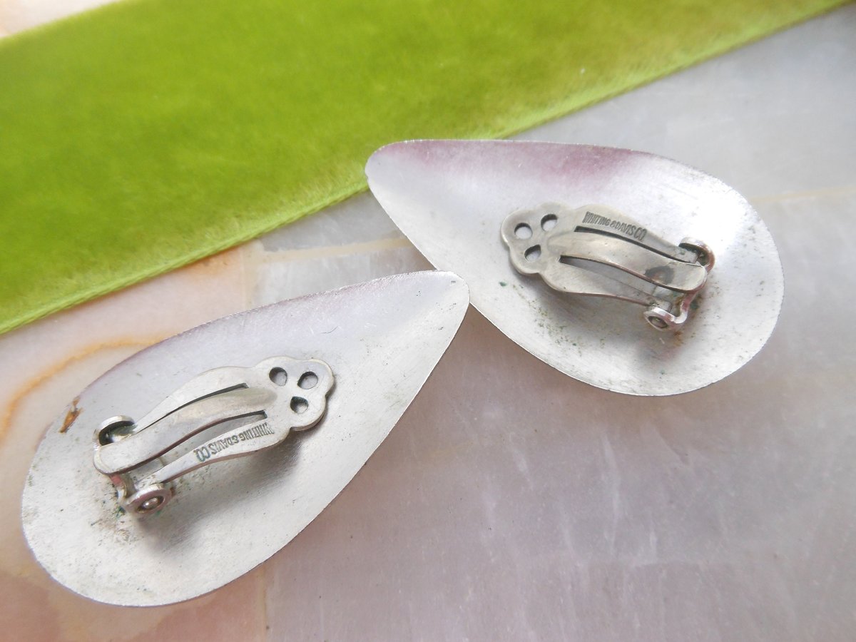 Vintage WHITING DAVIS Leaf Earrings Victorian Revival Art Nouveau Style Jewelry Gift Mid Century, VivianJoel.com