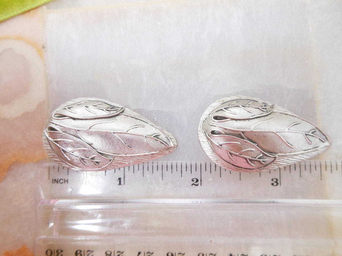 Vintage WHITING DAVIS Leaf Earrings Victorian Revival Art Nouveau Style Jewelry Gift Mid Century, VivianJoel.com