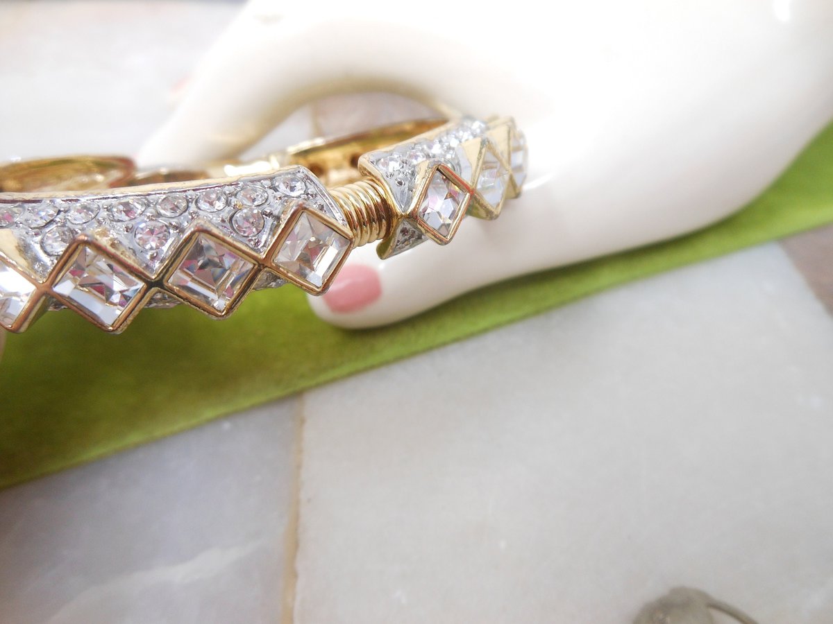 Vintage KENNETH Jay LANE Bracelet Snake Statement Designer Clamper Cuff Crystal KJL Runway Jewelry Gift, VivianJoel.com