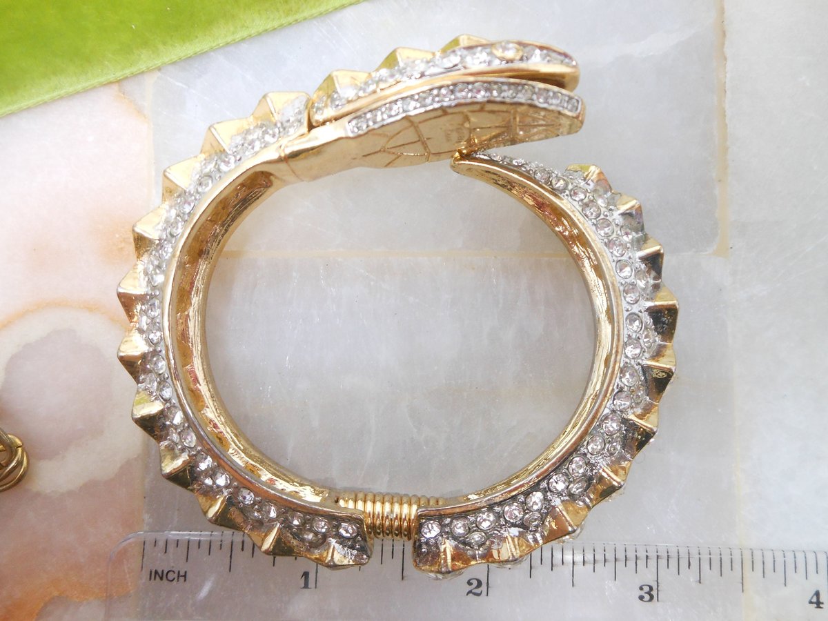 Vintage KENNETH Jay LANE Bracelet Snake Statement Designer Clamper Cuff Crystal KJL Runway Jewelry Gift, VivianJoel.com