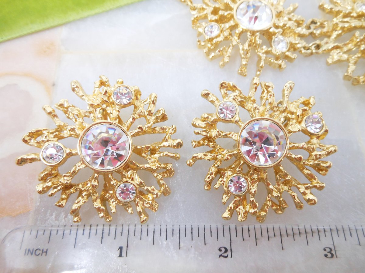 Vintage KJL KENNETH Jay LANE Designer Necklace Earrings Set Regal Riches Collection Statement Chunky Pendant Avon Runway, VivianJoel.com