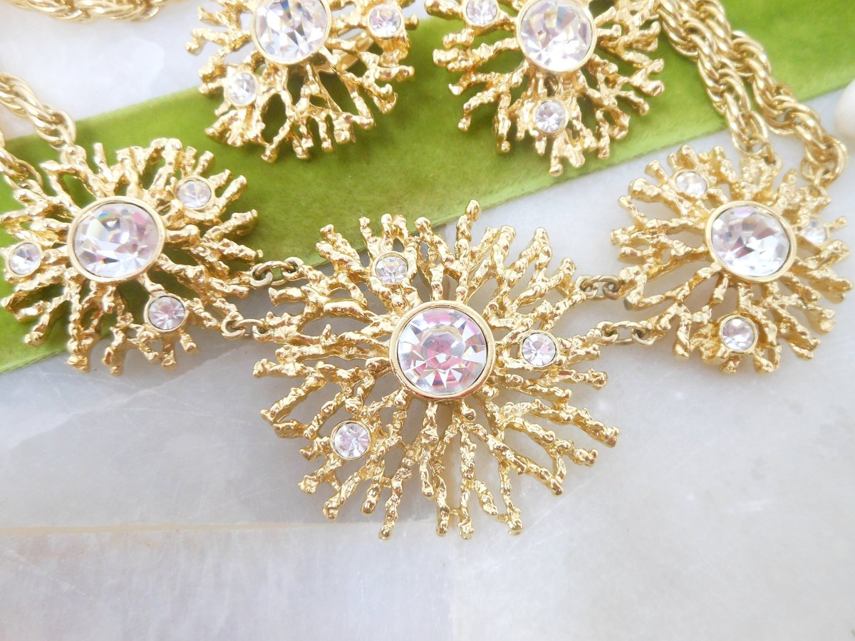 Vintage KJL KENNETH Jay LANE Designer Necklace Earrings Set Regal Riches Collection Statement Chunky Pendant Avon Runway, VivianJoel.com