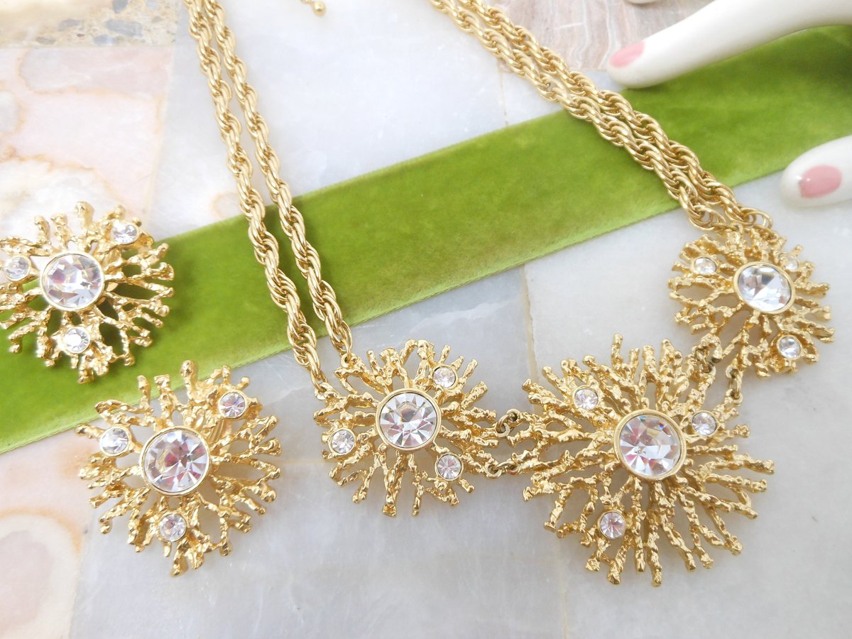 Vintage KJL KENNETH Jay LANE Designer Necklace Earrings Set Regal Riches Collection Statement Chunky Pendant Avon Runway, VivianJoel.com
