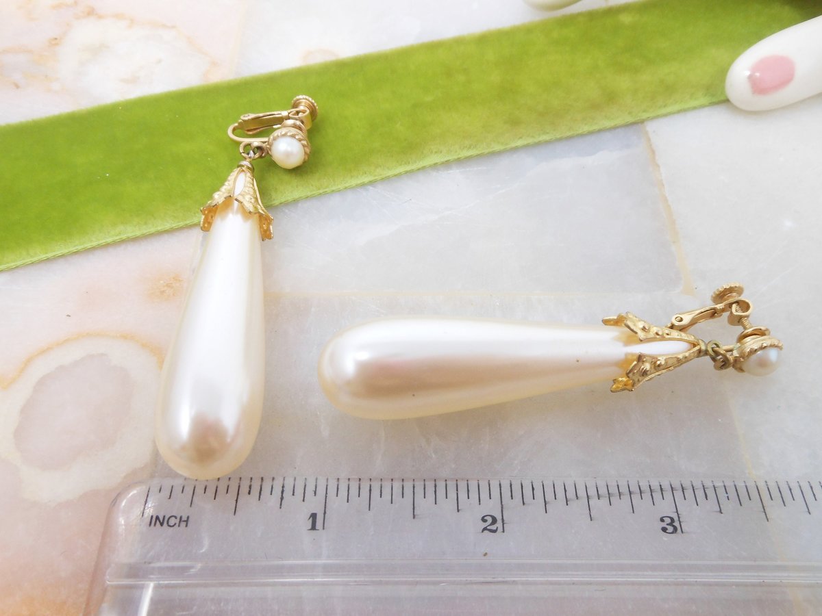 Vintage DAUPLAISE Huge Earrings Pearl Chunky Bead Dangle Drop Clip On Jewelry Gift Statement Runway Designer Mid Century, VivianJoel.com