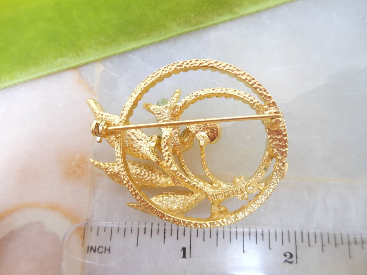 Vintage SARAH COVENTRY Jade Pearl Flower Pin Brooch Wreath Designer Jewelry Mid Century Gift, VivianJoel.com