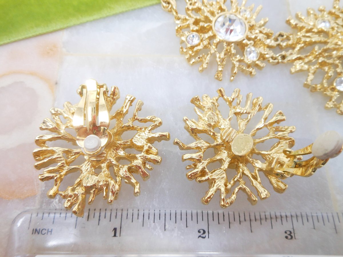 Vintage KJL KENNETH Jay LANE Designer Necklace Earrings Set Regal Riches Collection Statement Chunky Pendant Avon Runway, VivianJoel.com