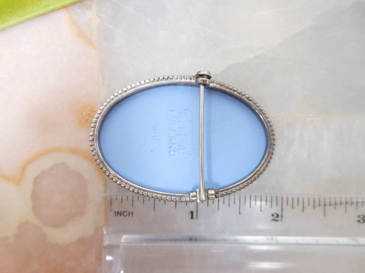 Vintage WEDGEWOOD England Brooch Solver Cameo Pin Jasperware JW Blue Designer Mid Century Jewelry Gift,  VivianJoel.com
