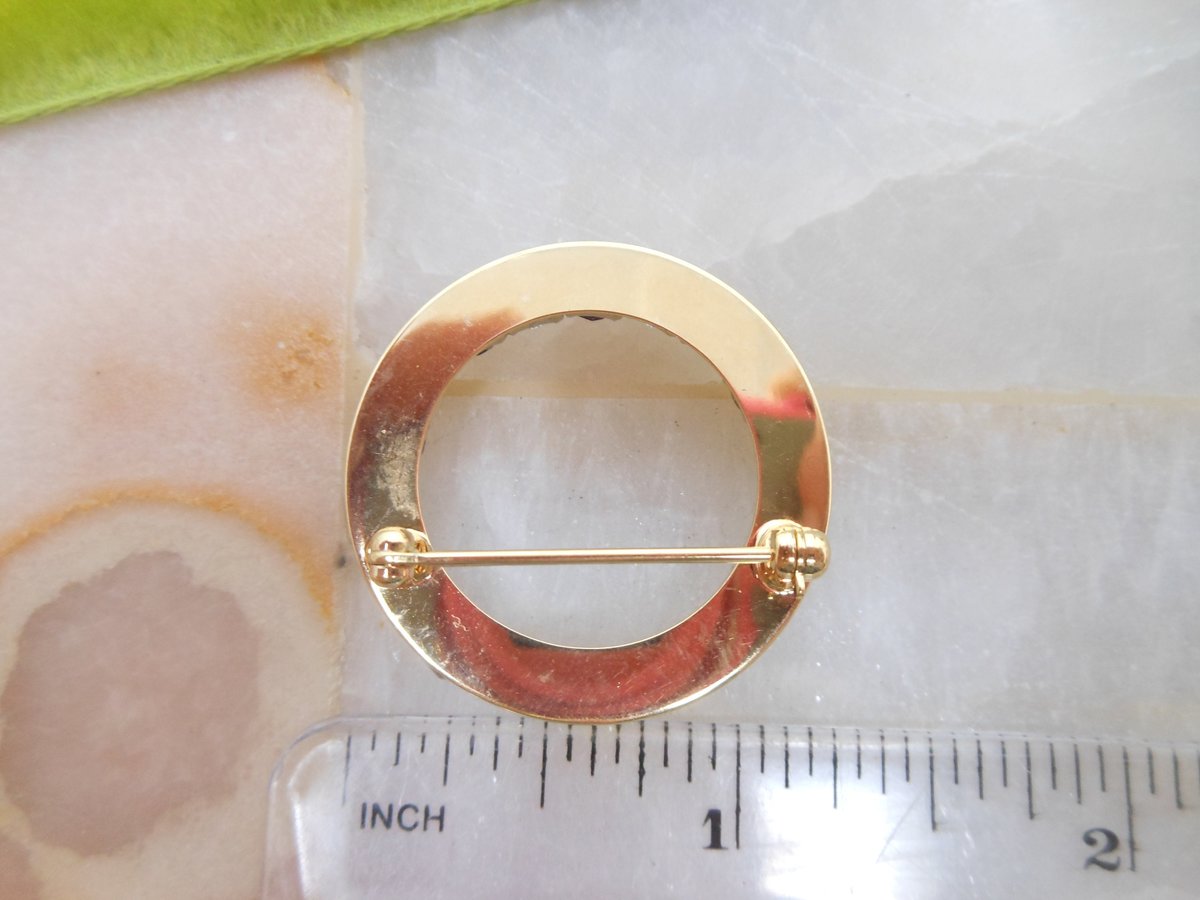 Vintage Amethyst Brooch Rhinestone Wreath Pin Crystal Purple Circle Mid Century February Jewelry Gift, VivianJoel.com