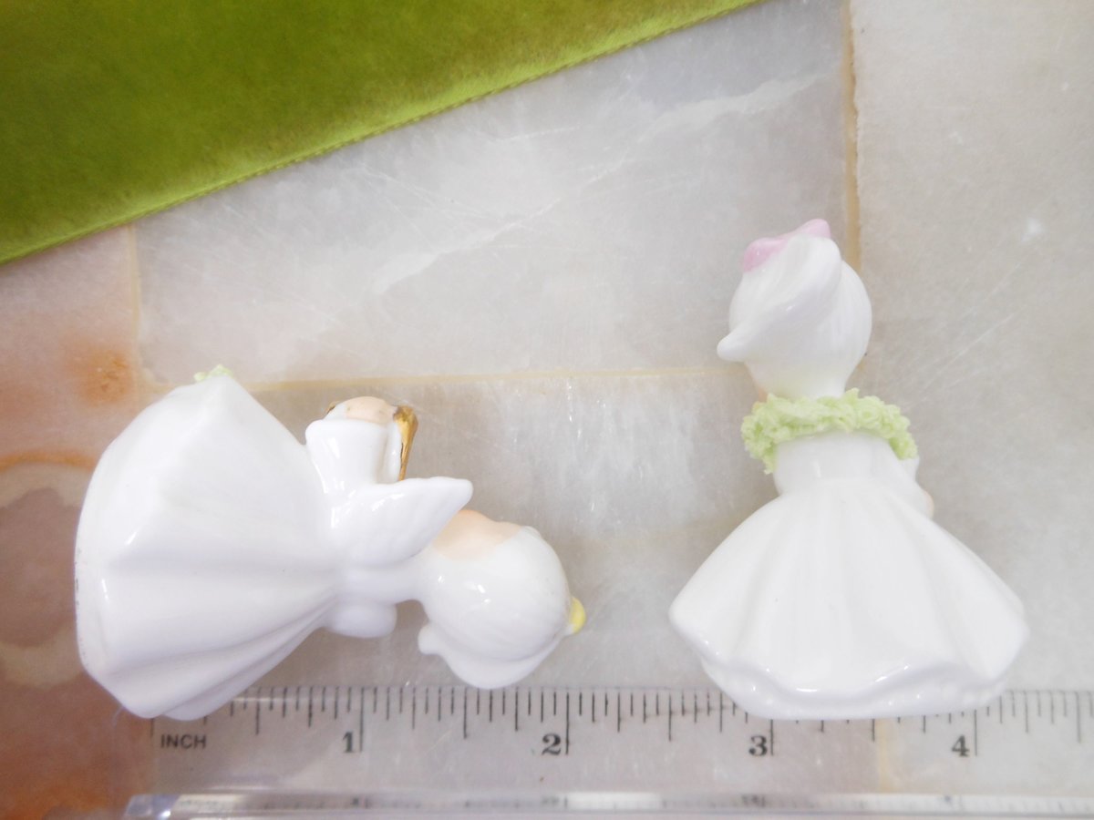 Vintage NAPCO Ware Miniature Angel Girl Spaghetti Flower Bone China Taiwan LOT 2 Gift, VivianJoel.com