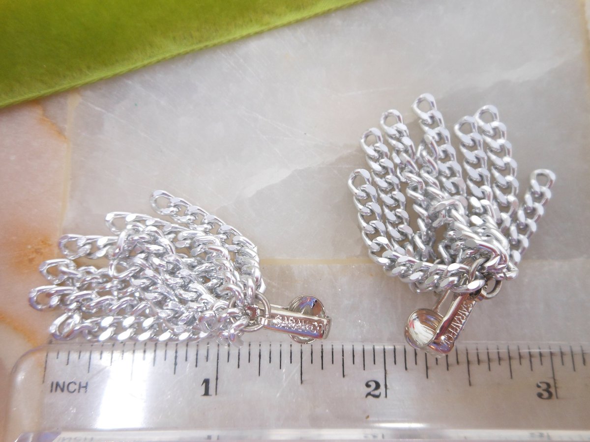 Vintage SARAH COVENTRY Fringe Chain Earrings Dangle Drop Clip On Silvertone Tassel Magic Designer Jewelry Mid Century Gift, VivianJoel.com