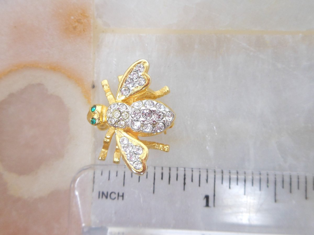 Vintage JOAN RIVERS Rhinestone Bee Brooch Crystal Designer Petite Pin Insect Bumblebee Bug Jewelry Collectible Gift, VivianJoel.com