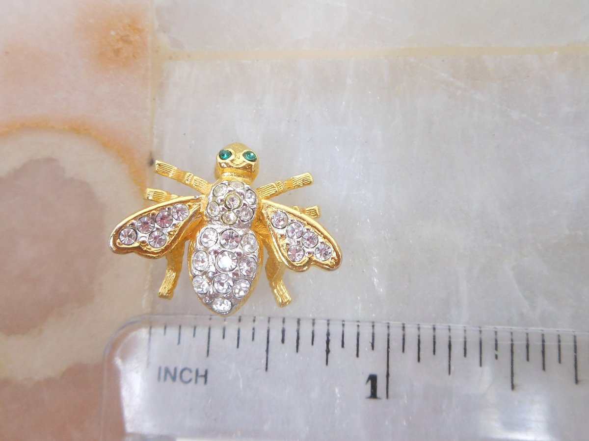 Vintage JOAN RIVERS Rhinestone Bee Brooch Crystal Designer Petite Pin Insect Bumblebee Bug Jewelry Collectible Gift, VivianJoel.com