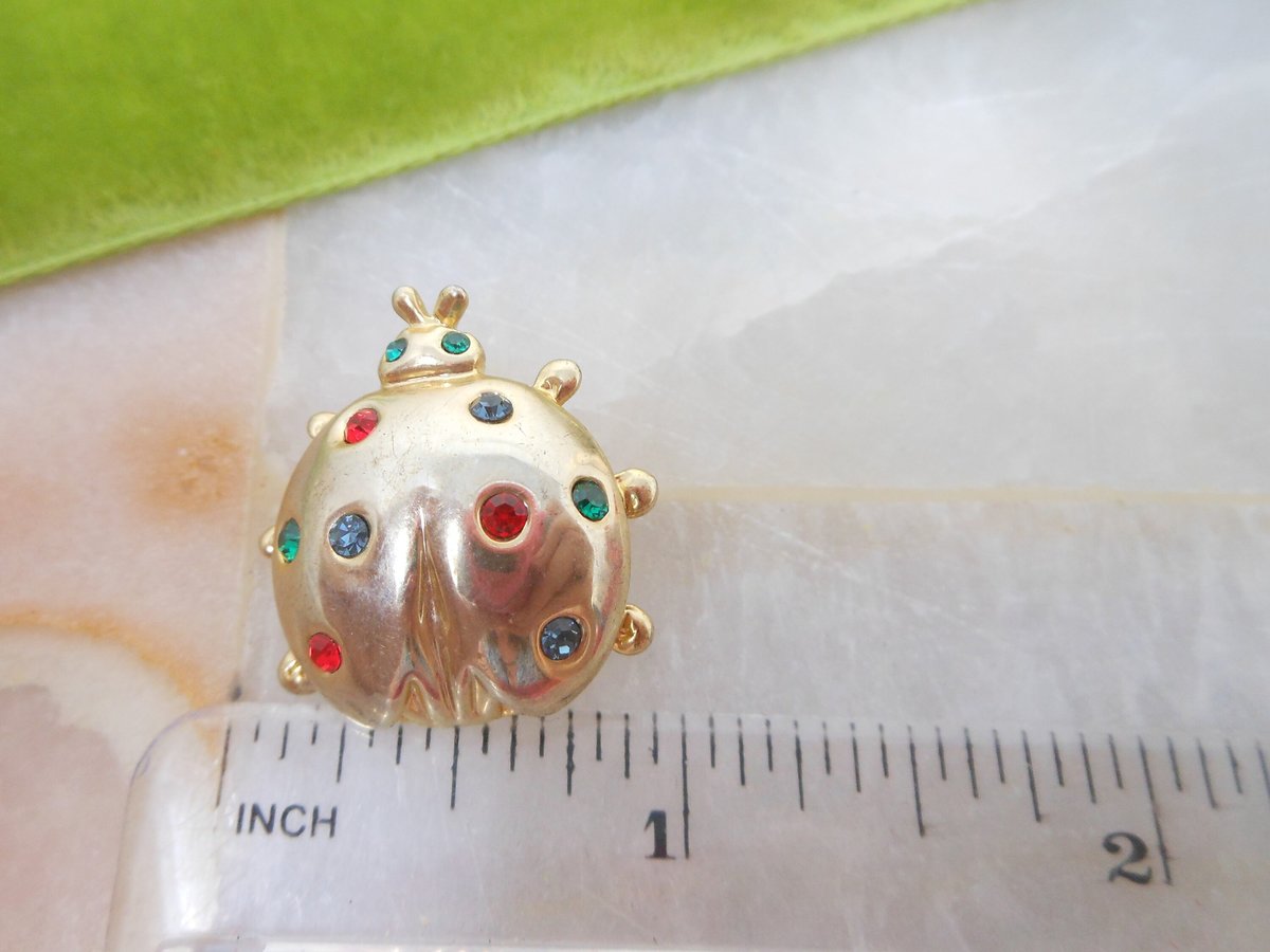 Vintage NLH Designer Bug Pin Insect Brooch Crystal Rhinestone Beetle Ladybug Figural Scatter Mid Century Jewelry Gift, VivianJoel.com