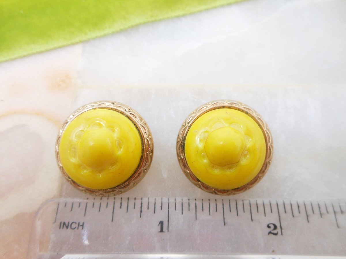 Vintage BERGERE Yellow Earrings Art Glass Chunky Clip On Designer Mogul Statement Runway Jewelry Gift, VivianJoel.com