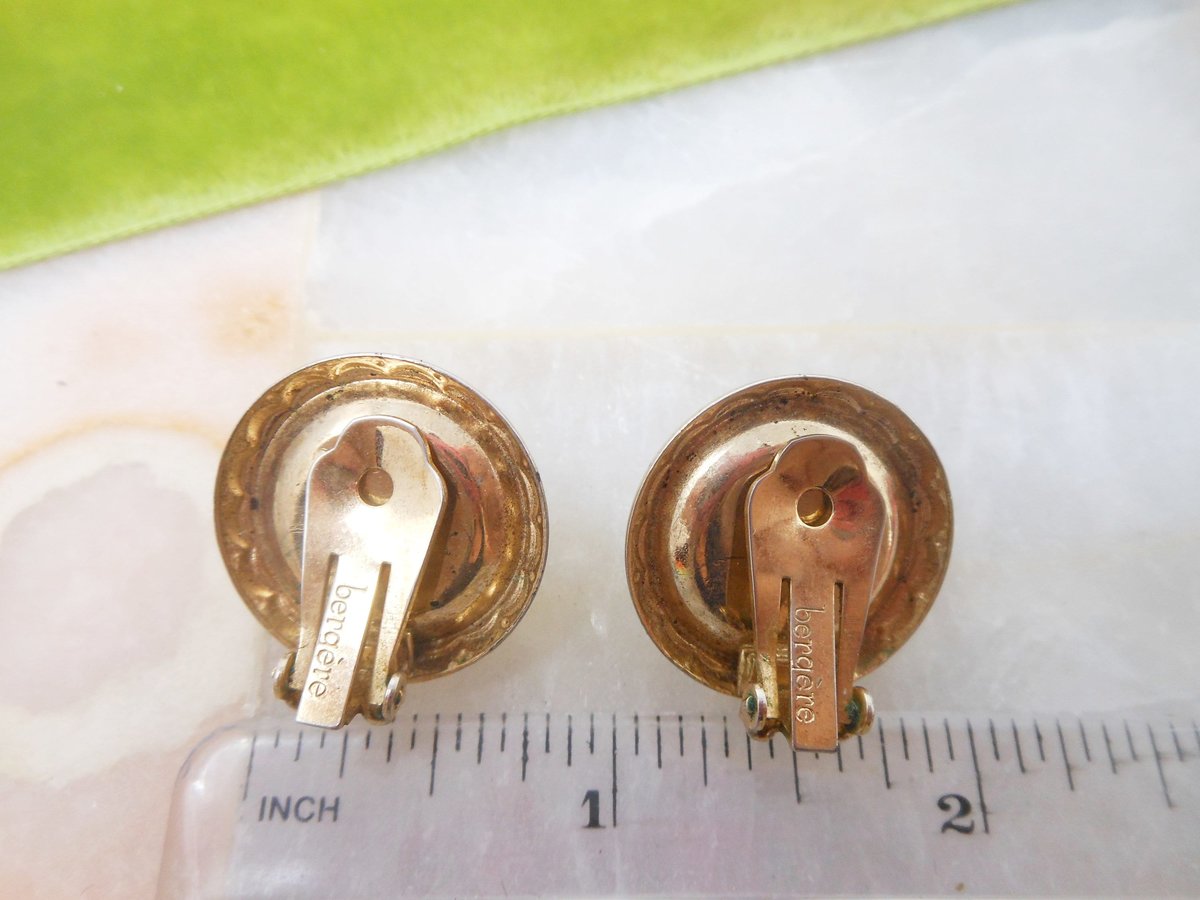 Vintage BERGERE Yellow Earrings Art Glass Chunky Clip On Designer Mogul Statement Runway Jewelry Gift, VivianJoel.com