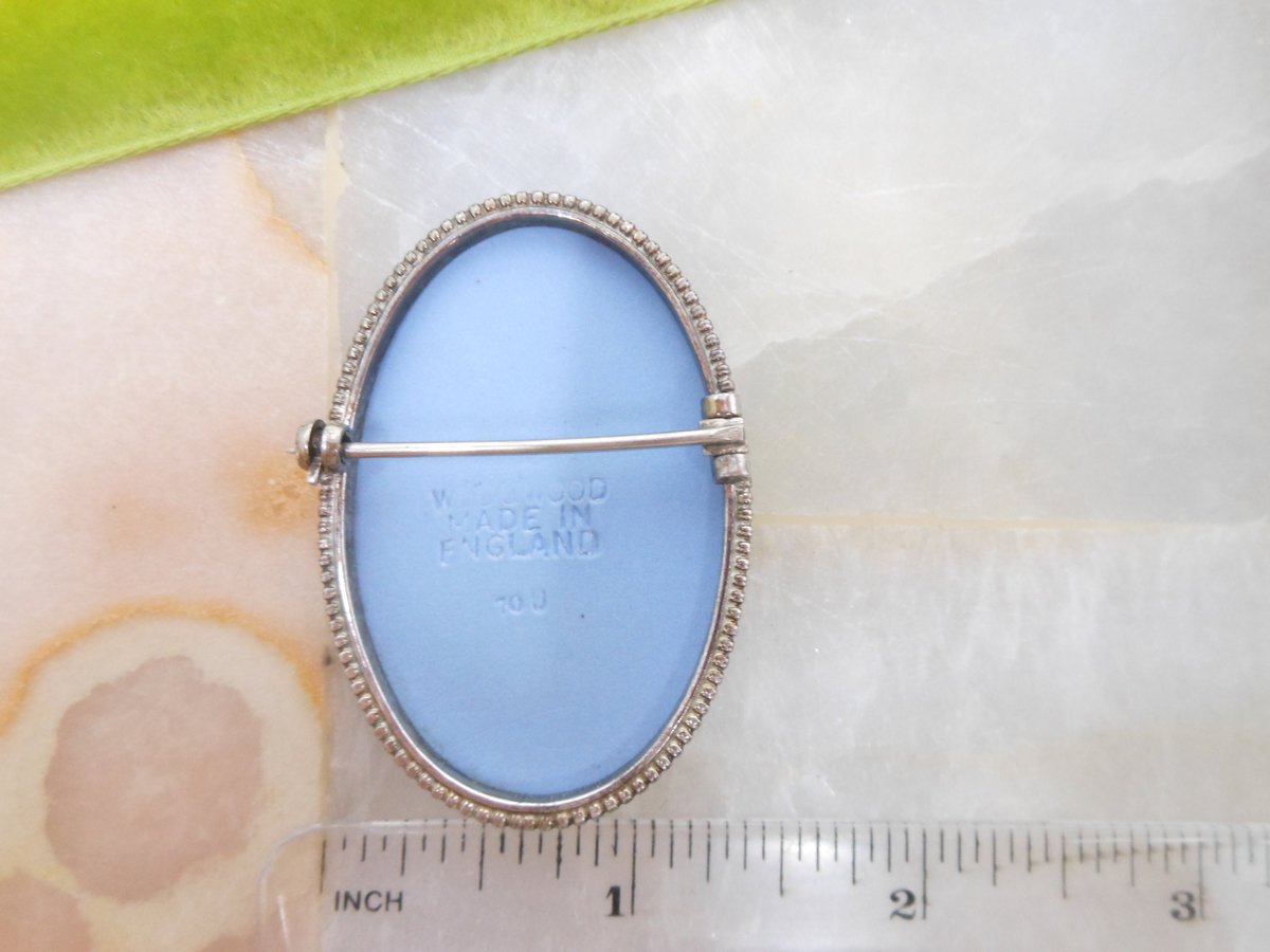 Vintage WEDGEWOOD England Brooch Solver Cameo Pin Jasperware JW Blue Designer Mid Century Jewelry Gift,  VivianJoel.com