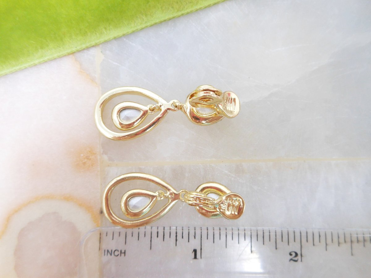 Vintage ROMAN Red Crystal Earrings Dangle Drop Clip On Rhinestone Designer Jewelry Mid Century Gift, VivianJoel.com