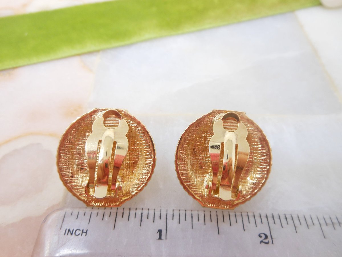 Vintage Pearl Rhinestone Earrings Chunky Clip On Gold Plate Mogul Glam Runway Statement Jewelry Gift, VivianJoel.com