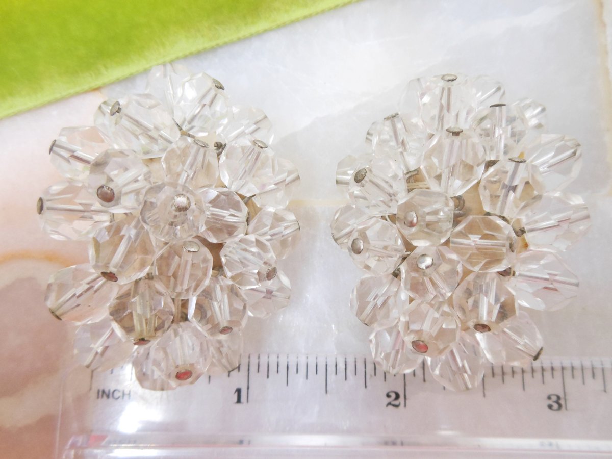 Vintage Cha Cha Shoe Clip Crystal Bead Buckle Dress Pair SET Disco Hollywood Mid Century, VivianJoel.com