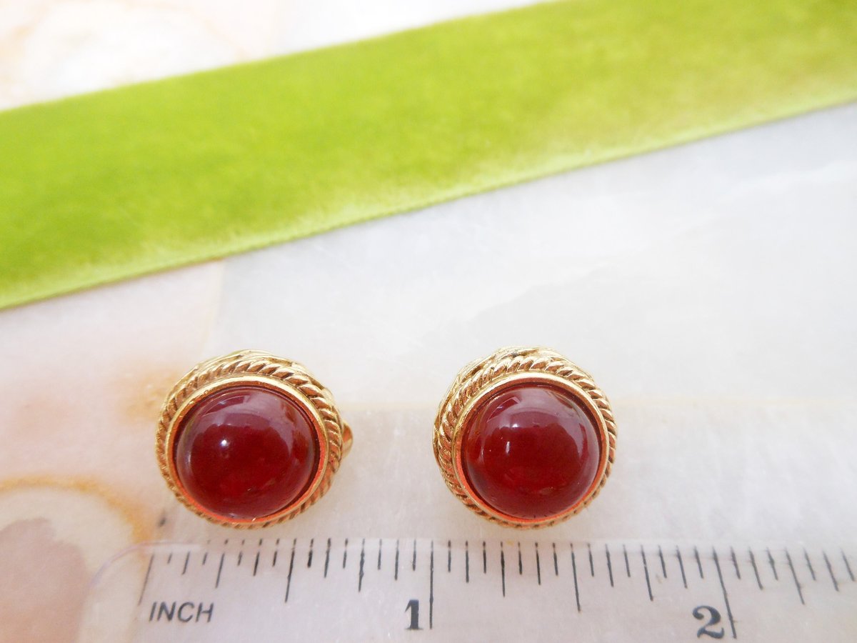 Vintage GIVENCHY Paris New York Earrings Designer Clip On Faux Carnelian Runway Classic Timeless Mogul Jewelry Gift, VivianJoel.com