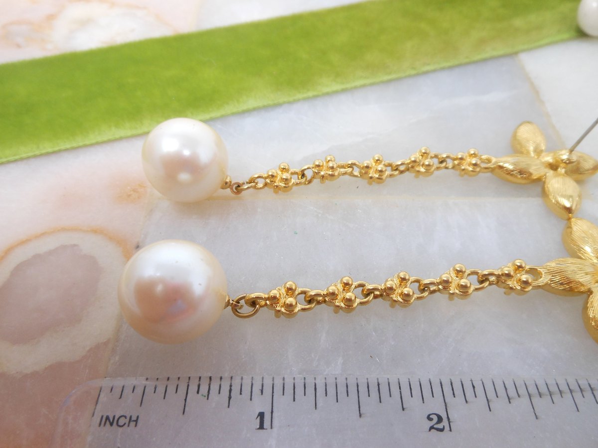 Vintage MONET Rhinestone Earrings Dangle Drop Crystal Ornate Chandelier Runway Pearl Exceptional Statement Jewelry Gift, VivianJoel.com