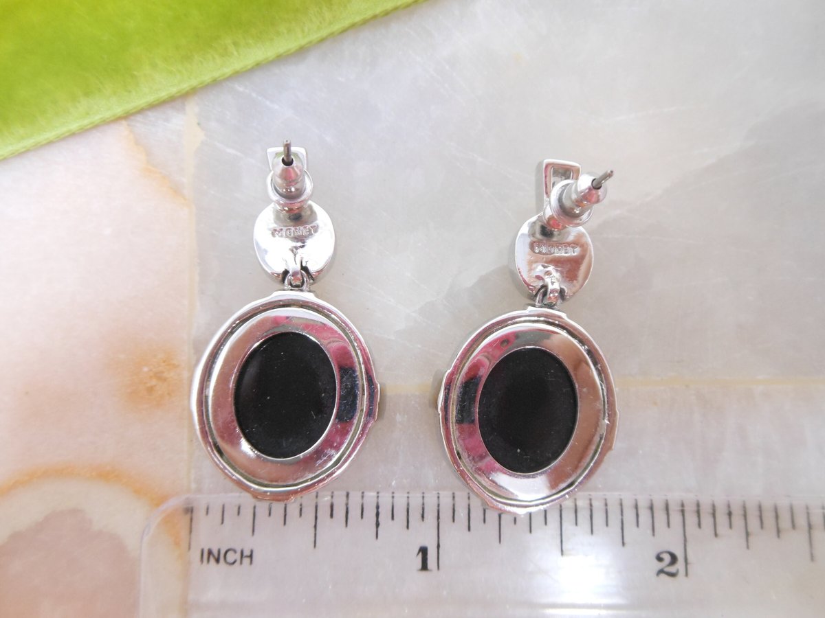 Vintage MONET Earrings Crystal Rhinestone Designer Pierced Post Dangle Drop Art Deco Elegant Jewelry Gift, VivianJoel.com