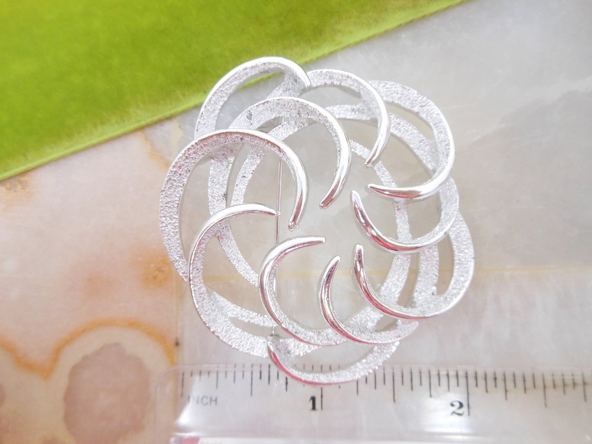 Vintage SARAH COVENTRY Pin Brooch Classic Wreath Tailored Swirl Pinwheel Designer Mid Century Jewelry Gift, VivianJoel.com